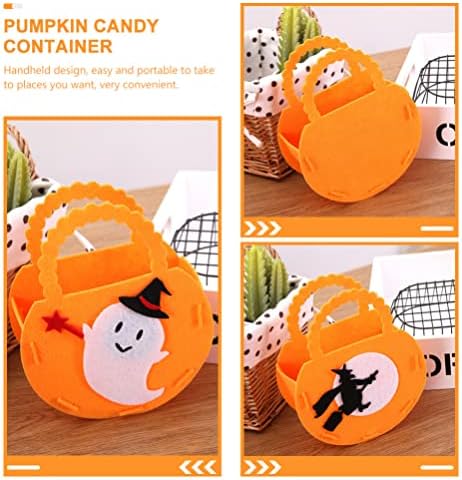 ABOOFAN 4kom Halloween Pumpkin Bags Trick or Treat Candy Bucket netkani držač bundeve Protable Spooky filc Snack korpe sa ručkom za Goodie Poklon Party Favor narandžasta