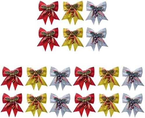 SEWACC 18pcs Dcoration Hand Ornaments Party Glotter Bows, Mini Cones, Bow Pine Door Center Garland Wrapping