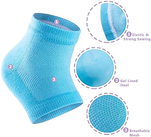 CLHUA Gel hidratantne čarape za petu, 4 para Gel Spa čarapa za popravku i omekšavanje suvih ispucalih stopala,