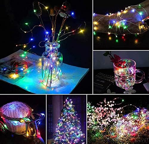 Ponyotop žičana svjetla,33FT 2pc 100 LED Vilinska svjetla,vodootporna baterija, Vanjska unutrašnja Zvjezdana svjetla za svadbene kućne zabave za Božićne praznike DYI Decor