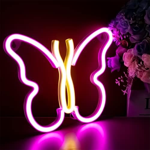 Leptir neonska svjetla za zidni dekor spavaće sobe, USB ili baterija LED neonska noćna svjetla Zidna
