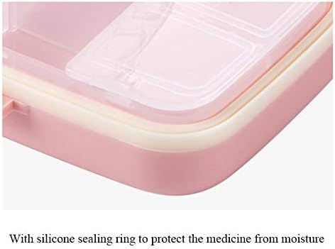 LKH Pink kutija za pilule, dozator za pilule sa 6 mreža dobro zaptivanje, posuda za putne pilule 6 dana,
