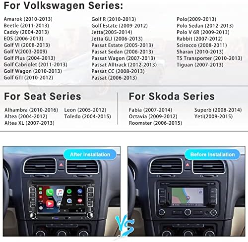 2 + 32GB bežični karplay Android Android 11 Auto stereo za Volkswagen Jetta Tiguan Beetle Passat Amarok Golf Seat Skoda 7 Automatski autori na dodir sa sigurnosnim kopijama GPS WiFi HiFi Bluetooth