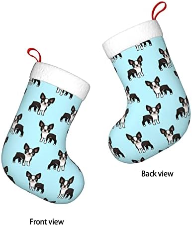 Austenstern Božićne čarape Slatki Bostonski prijatelj Terrier Dvostrano kamin Viseće čarape