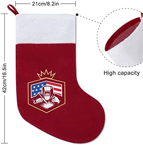 Zavarivanje američke zavarivač zavarivanje božićne čarape bijeli super meki plišani modni božićni dekor Xmas čarape
