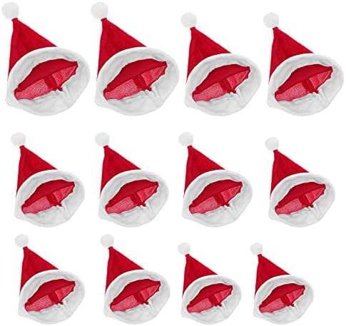 BESTOYARD 12kom Lovely Santa šešir dekorira Božić ukrasi Mini Božić flaša poklopci crveni Božić