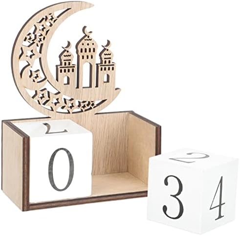 GALPADA Ramadan Kalendar Eid odbrojavanje kalendar drveni Perpetual blok kalendar za muslimanske Ramadan Party ukras