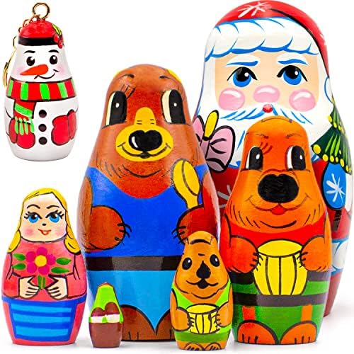 Božićne gnijezdne lutke set od 5 kom - karaktera gniježđe lutke Goldilocks i tri medvjeda - božićne ideje Pokloni
