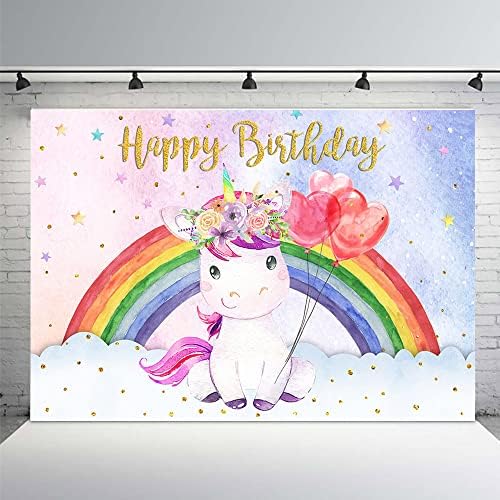 MEHOFOND Unicorn rođendan pozadina Roinbow Unicorn Rođendanska zabava dekoracije Banner za djevojčice princeza