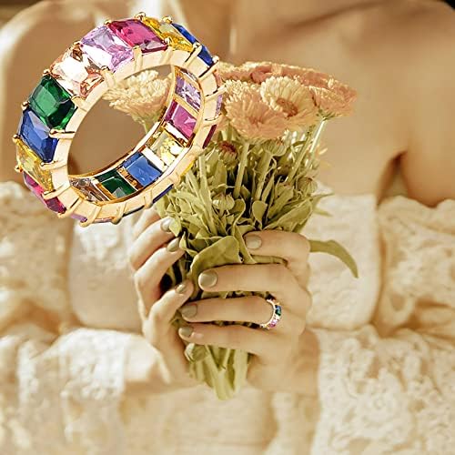 2023 Novi angažman okrugli rez Zirkoni Žene vjenčani prstenovi nakit za žene za žene Full Diamond Dame Ring moli se preko nje