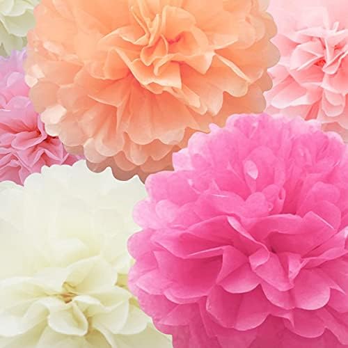 Tkivni papir pompomi papir cvijet 22 kom ružičasta, svijetla ružičasta, vruća ružičasta, bjelokosti,