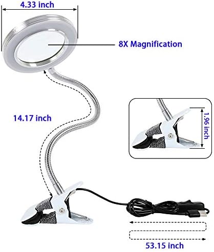8x lupa lampa sa svjetlom, LED lupa sa USB napajanjem Stezaljka za stol za čitanje zanata šivanje Hobiji popravak ili Workbench2