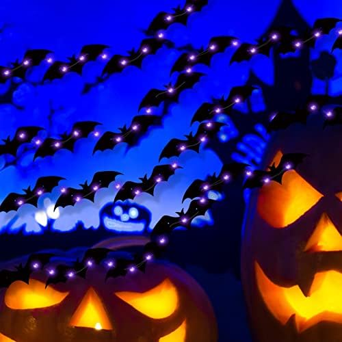 Halloween Light Bat dekoracije 20kom Bat naljepnice sa ljubičastim Led žičanim svjetlima za Kućni dekor