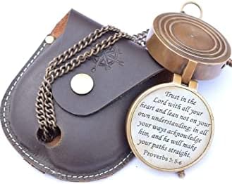 Antikni džepni kompas | Kompas za usmjereni i navigaciju s kožnim poklopcem | Finder smjera | Antikni | Jedinstven | Mesinga napravljena | kolekcija kolekcije kraljevine