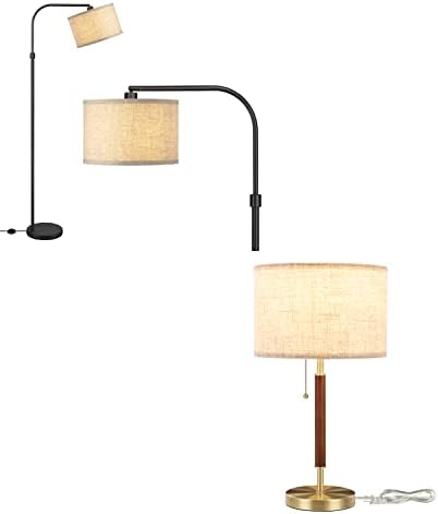 Erishine Moderna stolna svjetiljka, noćna lampica od punog drveta s prekidačem za izvlačenje lanca, stolna