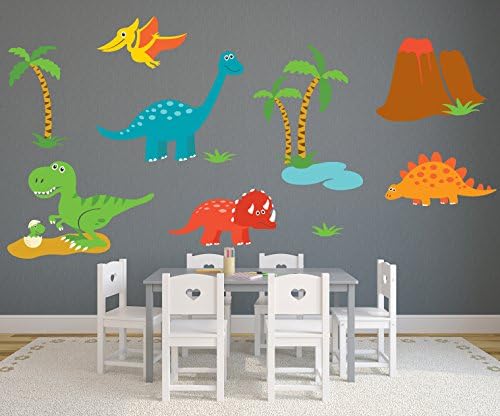 Dinosaur tematski zidni naljepnica - naljepnice za rasadnici - Dječji zidni dekor - Dinosaur naljepnice - Pinkie Penguin