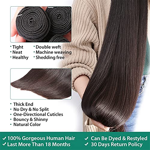 Brazilska ravna kosa 1 Paket 10A Djevičanska neobrađena duga ravna ljudska kosa 34 inča Msgem ravne snopove kose prirodna crna boja može se bojiti i izbjeljivati