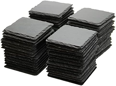 MONKEY SUN 60 Pack 4 x 4 Inch Gorgeous Black Slate Stone Coasters Bulk Square Slate Stone Cup Coaster za piće