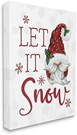 Stupell Industries Let It Snow Winter Sentiment Red Snowflakes Gnome, Design by Lux + me Designs
