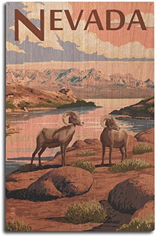 Nevada, Bighorn Sheep Breza Drveni Zidni Znak