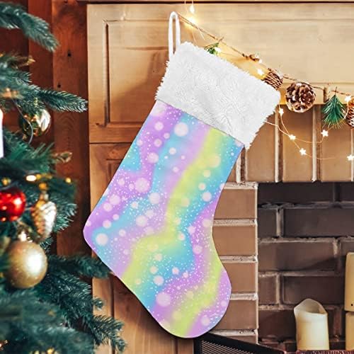 Božićne čarape Gradijent žuto plava ružičasta bijela tački bijela plišana manžetna Mercerizirani baršun Porodični odmor personalizirani veliki čarapa Xmas party ukras 17.71