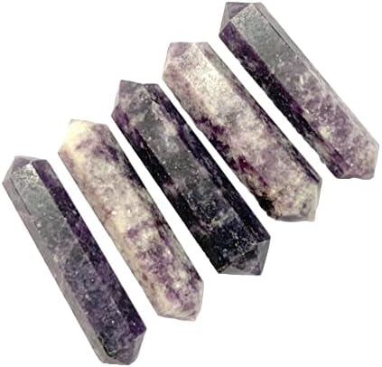 Crystalmiracle Lepidolite 5pc dvostruko ukinute pokazivače 1,25 Crystal Helling Reiki Feng Shui Poklon