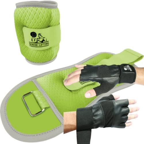 Zglobovi za ručni zglob dva 3 lbs - Zeleni snop sa rukavicama za teretanu XSmall