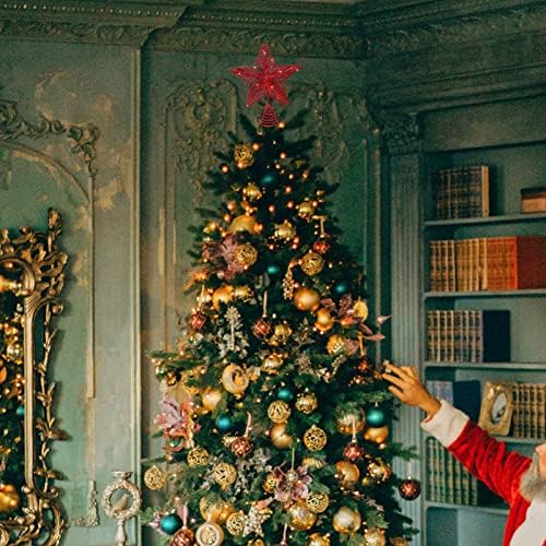 Prettyzoom LED božićno stablo Topper božićno stablo zvijezda svjetlo šuplje stablo užarenog Xmas Iron Tree Topper Xmas Star Treetop za božićno drveće ukrasnog pribora Crveni vjenčani dekor