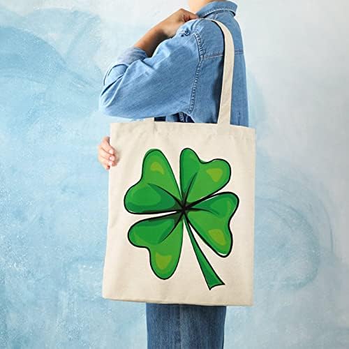 Platnena torba od djeteline Lucky Clover lagana Platnena torba za višekratnu upotrebu namirnica personalizirani štampani poklon za žene i muškarce 15x16 inča