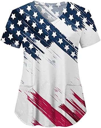 Yuhaotin Henley 4. srpnja Košulja Žene Ženska ljetna dana Neovisnosti Dan tiskane nege V izrez majica