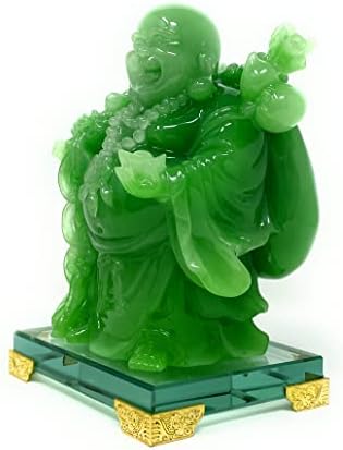 Huulu 8 inčni statuu smeha Bude za kućni dekor, zelena sretna sretna fuddha figurica, unutrašnja buda ukras za sreću