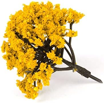 Doitool 20kom Bonsai Flowers dekoracija Mini vozovi lažne minijature drveća za zanate Žuti dekor