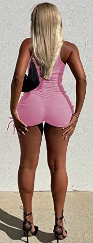 Sriswel Womens Ljeto 2 komada odjeća rebrasta rezervoar gornje crteže rucked kratke hlače za