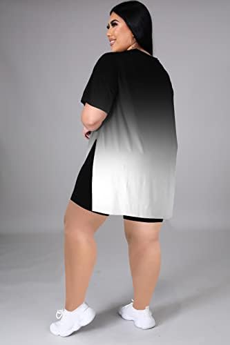 Tycorwd ženska plus veličina Dvodijelna odjeća Loungewear Sets Ljetne prevelike majice kratke hlače