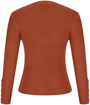 Dukseri za žene dugih rukava rubneck pulover Dupke Dugme Stretch casual vrhovi Jesen Sol Mekan