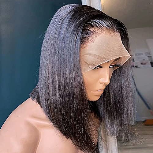 Kratka ravna Bob perika HD prozirna 13x6 čipka prednja perika za ljudsku kosu za crne žene brazilska