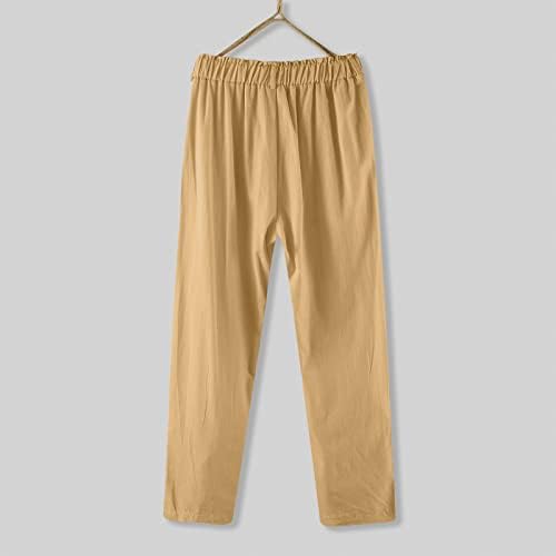 Miashui proširila je nabora pantalone ženske casual pantalone čvrste pamučne pantalone sa džepom dugim potencijalima za crtanje sa