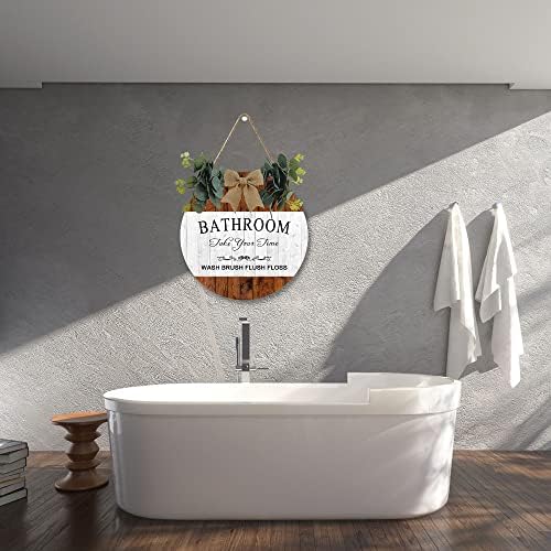 Kupaonica na znaku kupaonicu okrugli znak vintage drvena kupaonica riječ zidna ploča ukras smiješno