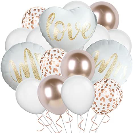 Gremag Vjenčani baloni, 18 inča Gospođa Love Heart Foil Balloons, 34 kom 5 12 inčni bijeli šampanjački zlatni konfetti baloni za mladenke, angažman, godišnjica, dobavljači za zabavu valentina