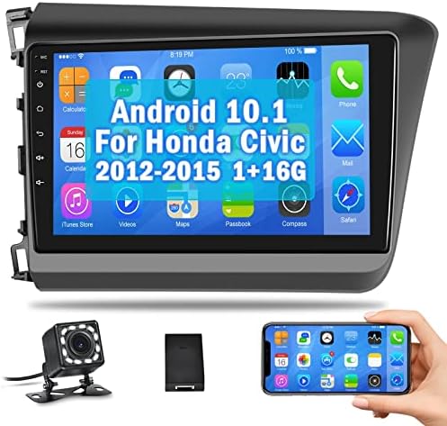 Roinvou Android Car Stereo za Honda Civic 2012 13 14 15 '' Automatski radio s ekranom na dodir u Dash GPS navigacijski FM RDS WiFi Bluetooth automobil audio prijemnik sa HD 1080p DVR ogledalo Rectra sigurnosne kopije kamere