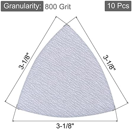 Uxcell 10pcs 3-1 / 8 80 mm trokut brusni papir 800 griz kuka i petlje potrčani aluminijski oksid
