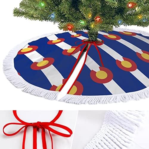 Kolorado Flag Božićna suknja Xmas Tree Mat Tassel ukrasi za ukrase Holiday Party 30/36/48 inča