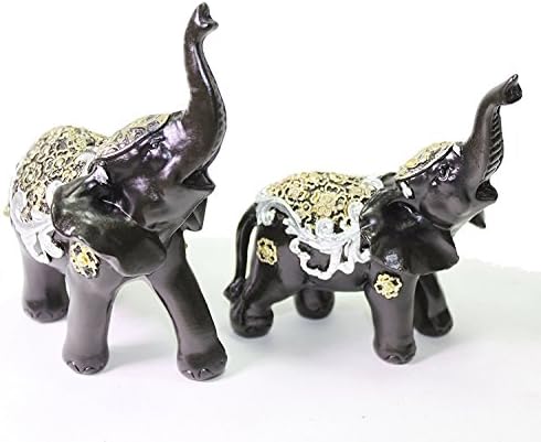 Set od 2 Feng Shui Crni slonovi statue LUCKY FIGURINE poklon kućni dekor