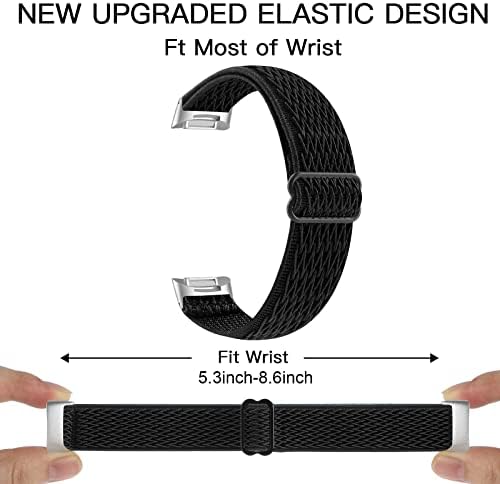 【3pack】 Elastic Watch Band kompatibilan sa FITBIT-om 5, Stretch tkani mekani najlonski sportski prozračni zamena