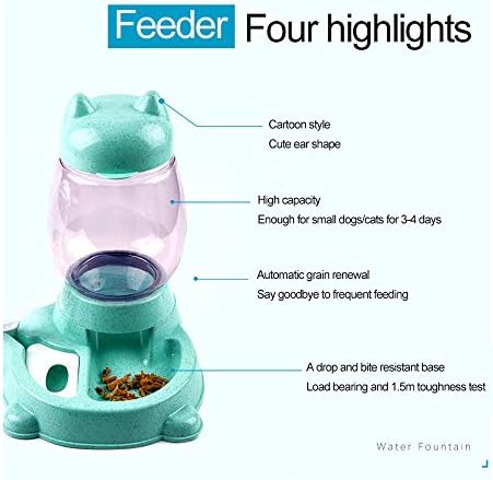 Lxydd praktična automatska hranilica za kućne ljubimce dozator za hranu za pse za mačke, dozator za vodu, posuda za piće, potrepštine za kućne ljubimce, zelena