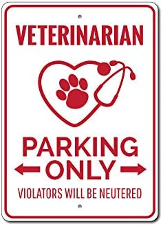 Znak za parkiranje veterinara, znak veterinara, znak za parkiranje veterinara, znak veterinara, znak ljubitelja životinja za Veterinarski aluminijumski znak - 12 x 18