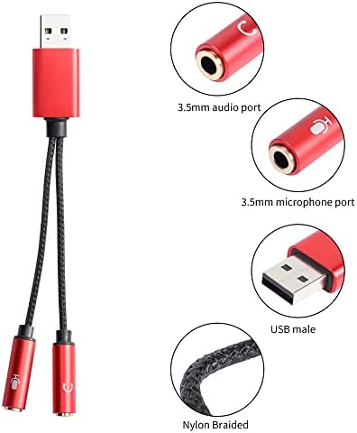 QIANRENON USB 2.0 do Dual 3.5 mm Adapter za slušalice, 2 i 1 eksterni Stereo USB Audio Adapter
