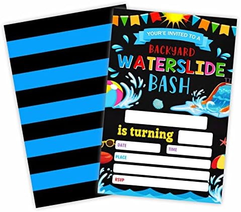 Rođendanske pozivnice - backyard akvarel bash - rođendanska zabava Pozovite kartice (20 brojeva) sa kovertama, ispunite stil Pozovite kartice za dječake i djevojke, rođendanske potrepštine za rođendan-B22