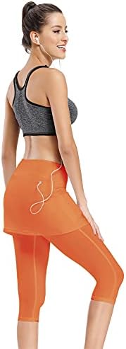 Ibeauti Womens UPF 50+ Yoga Skirted Capri Holgings Golf Tenis hlače sa suknjem za trčanje vježbanja