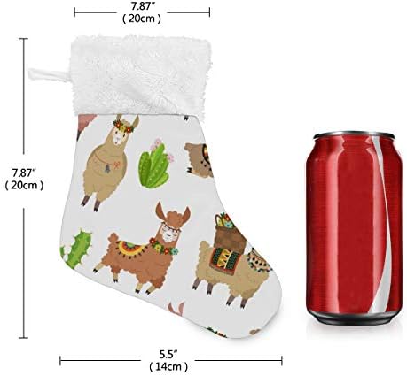 Alaza Božićne čarape Baby Llamas slatka alpaca i kaktusi klasični personalizirani ukrasi za male čarape za obiteljski